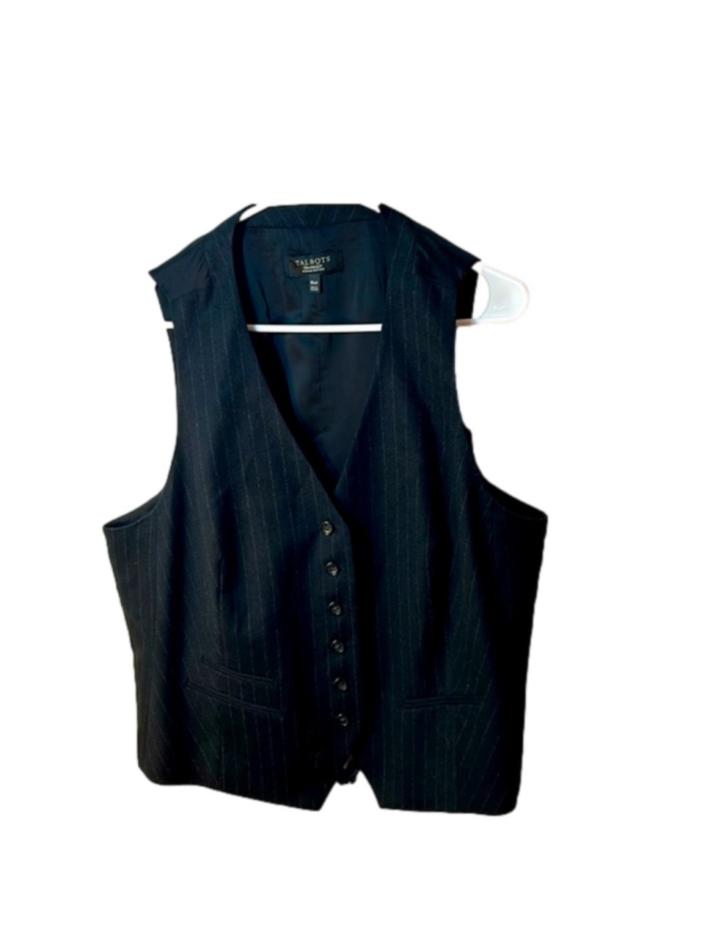 Talbots Women's Size 18W Petite Wool Pinstripe Dress Vest
